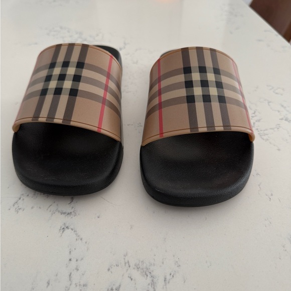Burberry Black and Tan Plaid Slides - Picture 3 of 8